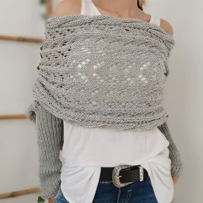 🧶Damski szalik dzianinowy z podwójnym rękawem🧣