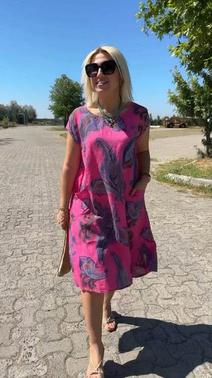 【🩷Płatność przy odbiorze (COD) 🩷】Bambusowo-bawełniana sukienka z nadrukiem