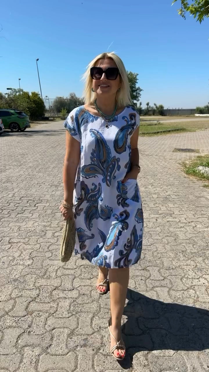 【🩷Płatność przy odbiorze (COD) 🩷】Bambusowo-bawełniana sukienka z nadrukiem