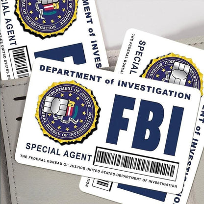 🔥 Zestaw skórek kart Secret Agent: wzory FBI/ICE • Naklejki cosplayowe i upominkowe
