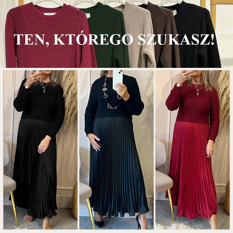 🔥Damska stylowa i elegancka plisowana sukienka z okrągłym dekoltem