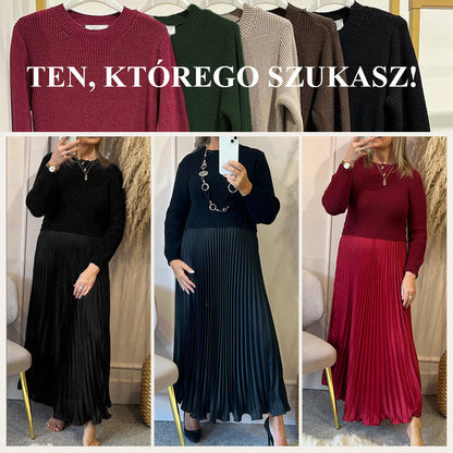 🔥Damska stylowa i elegancka plisowana sukienka z okrągłym dekoltem