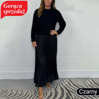 🔥Damska stylowa i elegancka plisowana sukienka z okrągłym dekoltem