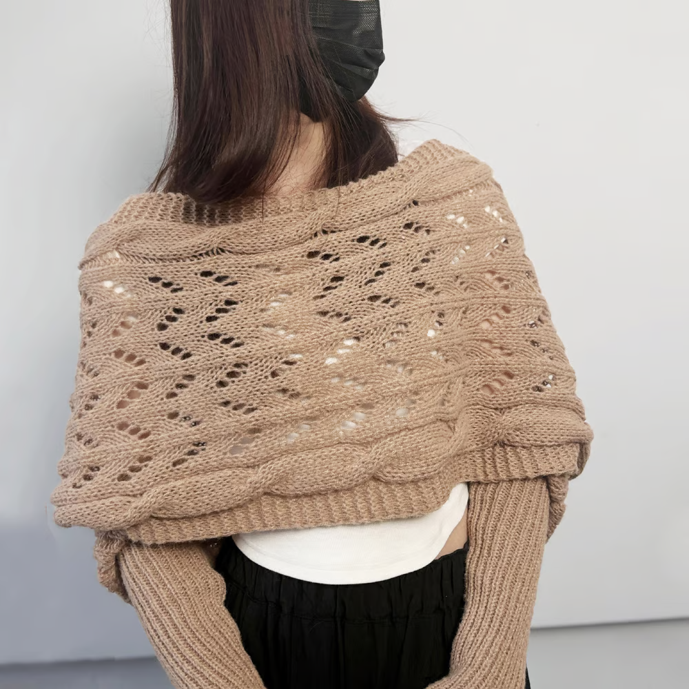 🧶Damski szalik dzianinowy z podwójnym rękawem🧣