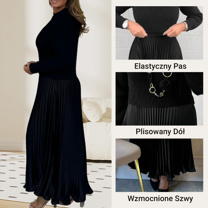 🔥Damska stylowa i elegancka plisowana sukienka z okrągłym dekoltem