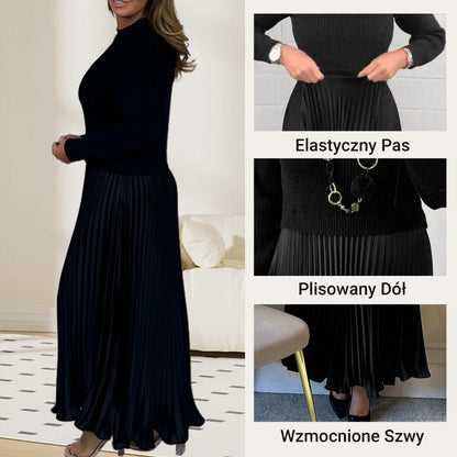 🔥Damska stylowa i elegancka plisowana sukienka z okrągłym dekoltem
