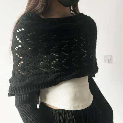 🧶Damski szalik dzianinowy z podwójnym rękawem🧣