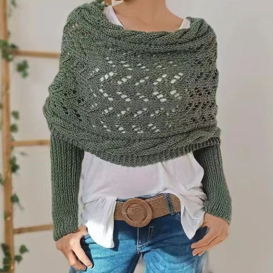 🧶Damski szalik dzianinowy z podwójnym rękawem🧣