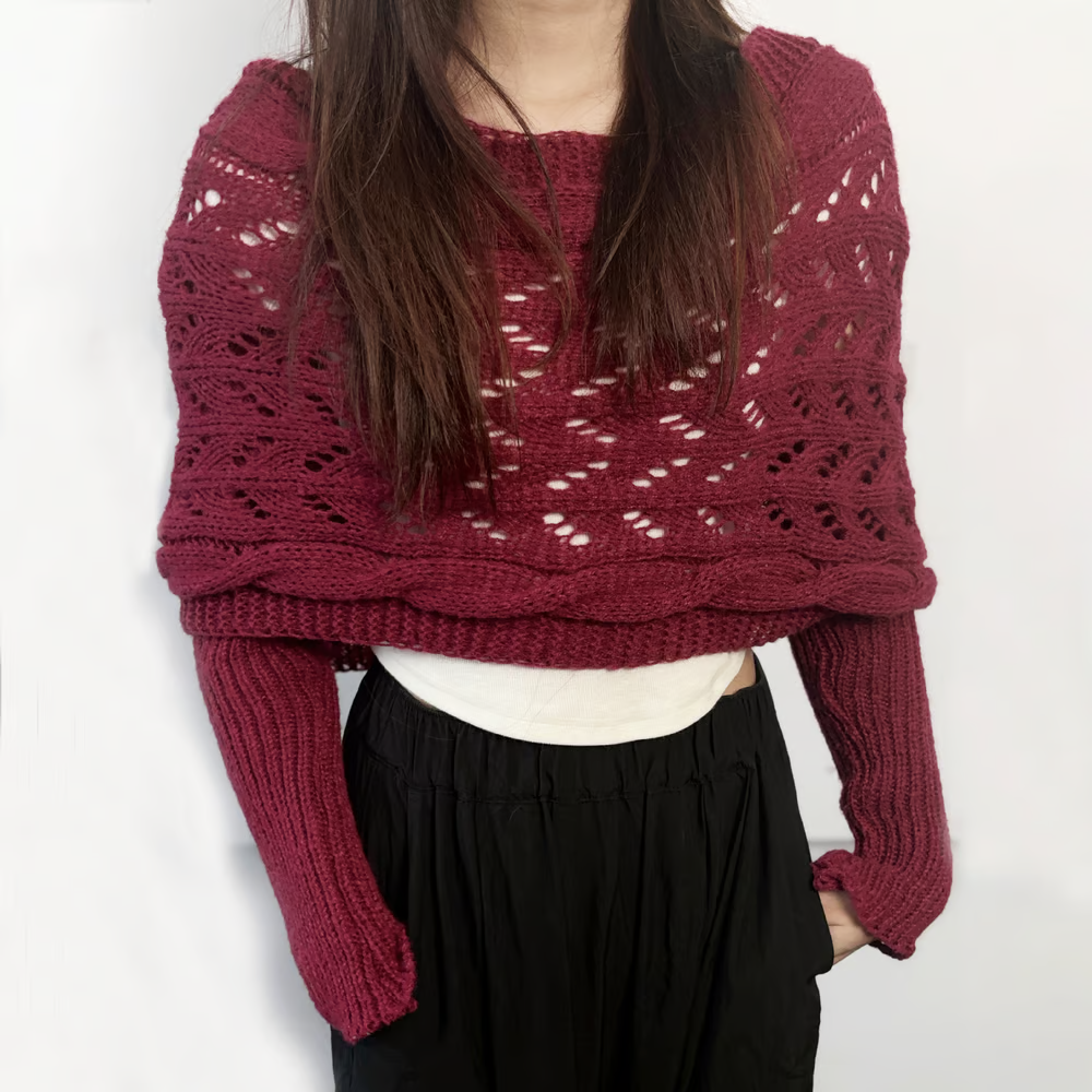 🧶Damski szalik dzianinowy z podwójnym rękawem🧣