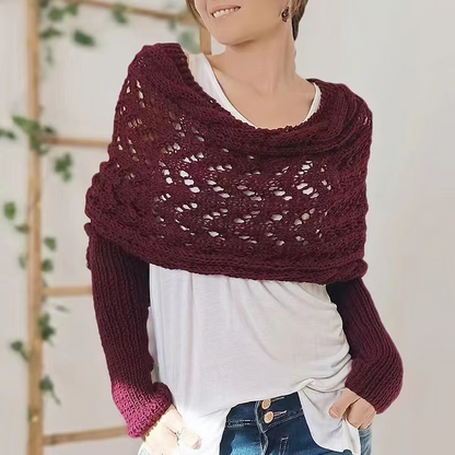 🧶Damski szalik dzianinowy z podwójnym rękawem🧣