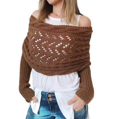🧶Damski szalik dzianinowy z podwójnym rękawem🧣