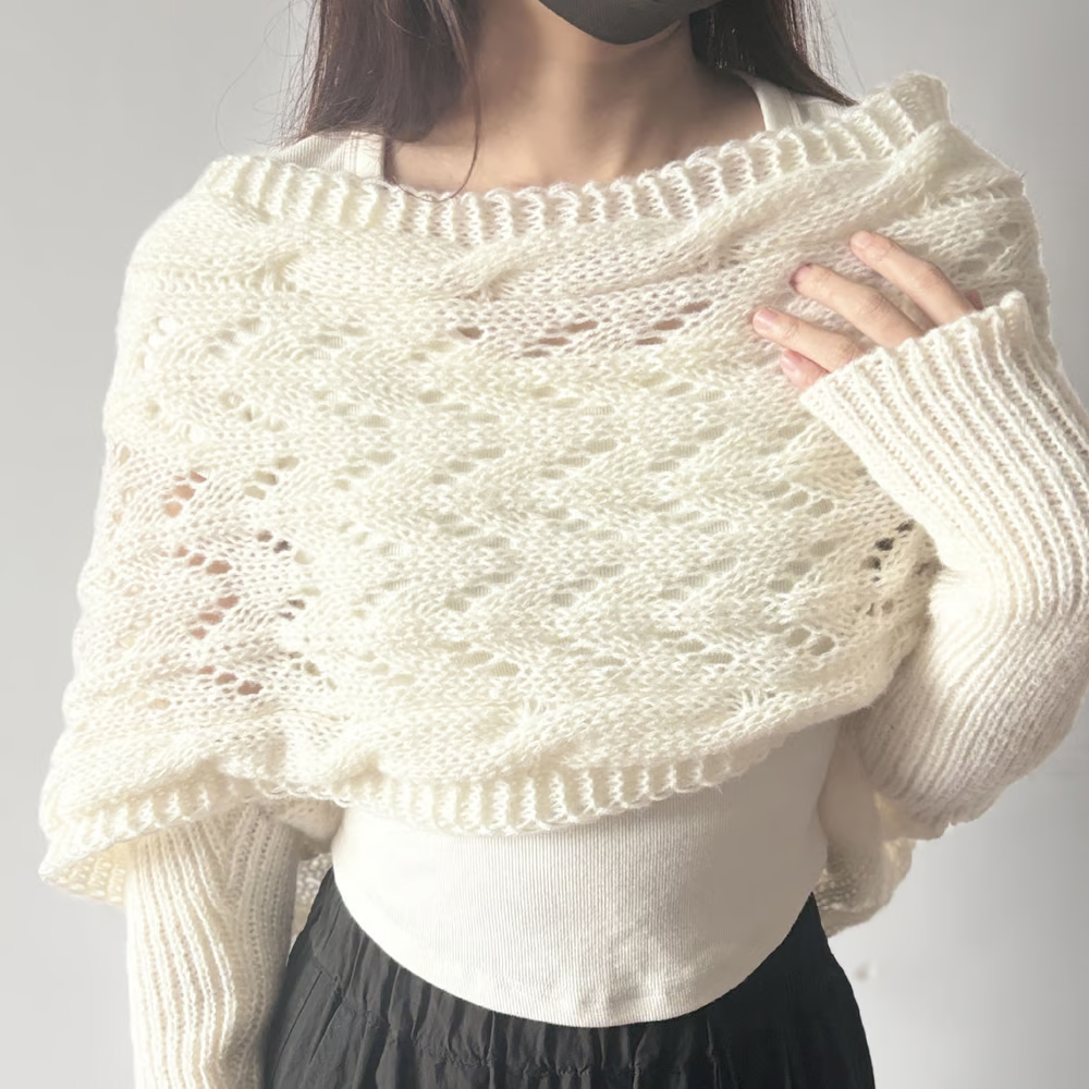 🧶Damski szalik dzianinowy z podwójnym rękawem🧣