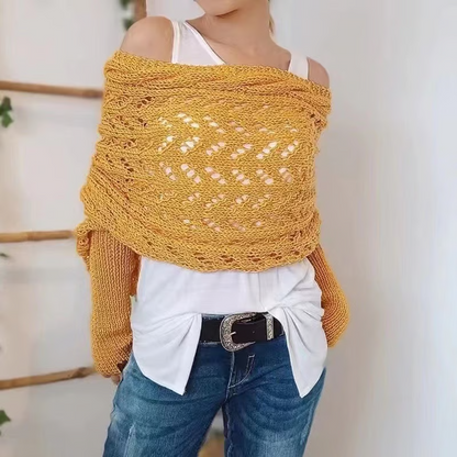 🧶Damski szalik dzianinowy z podwójnym rękawem🧣
