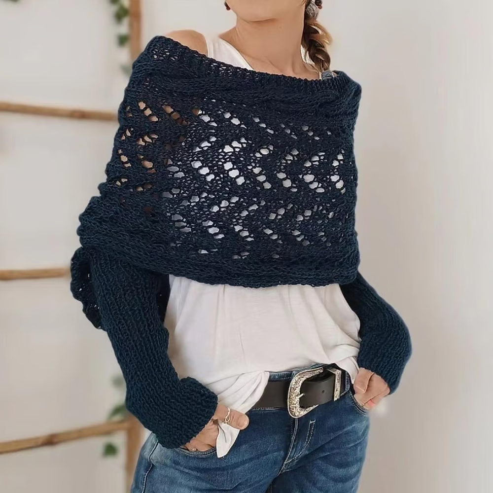 🧶Damski szalik dzianinowy z podwójnym rękawem🧣