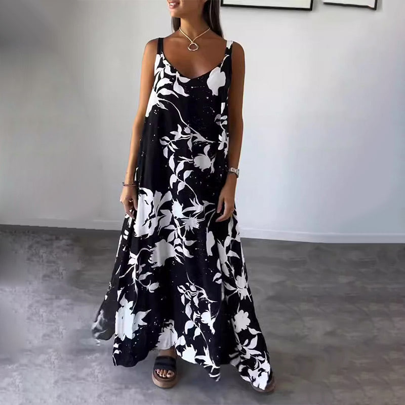 🌸Rochie de damă fără mâneci din bumbac cu motive florale✨
