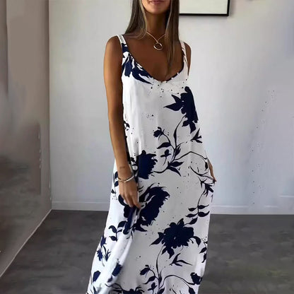 🌸Rochie de damă fără mâneci din bumbac cu motive florale✨
