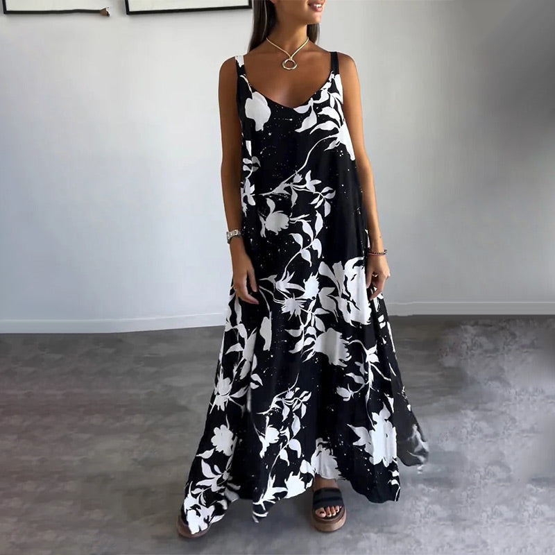 🌸Rochie de damă fără mâneci din bumbac cu motive florale✨