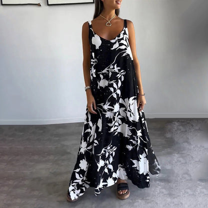 🌸Rochie de damă fără mâneci din bumbac cu motive florale✨