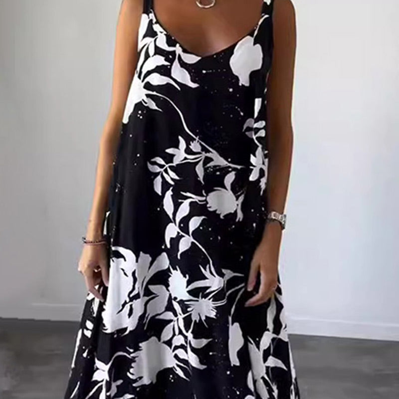 🌸Rochie de damă fără mâneci din bumbac cu motive florale✨
