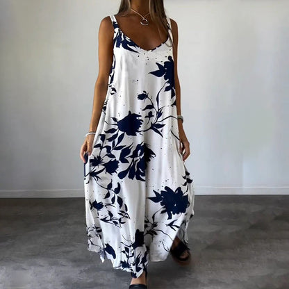 🌸Rochie de damă fără mâneci din bumbac cu motive florale✨