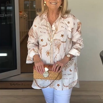 【S-4XL】🌸Zestaw top z nadrukiem + brązowe spodnie