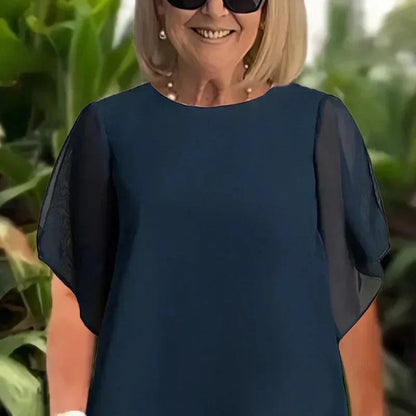 🥰Szyfonowy elegancki asymetryczny top i spodnie z szerokimi nogawkami